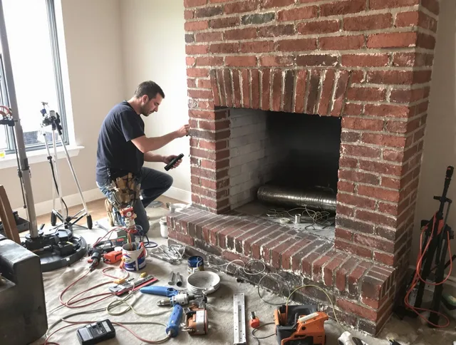 Gastonia Chimney Sweep specialist finalizing chimney liner service in Gastonia, NC