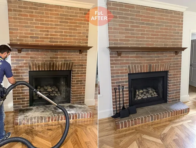 Gastonia Chimney Sweep carefully sanitizing a fireplace in Gastonia, NC