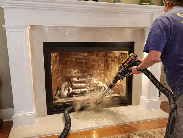 Fireplace cleaning performed by Gastonia Chimney Sweep in Gastonia, NC