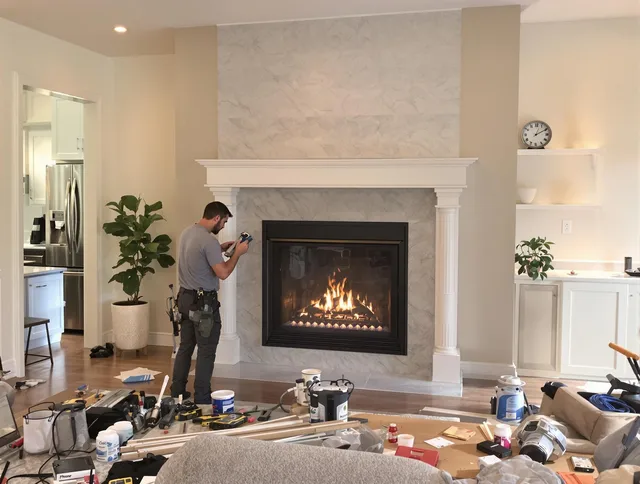 Newly installed fireplace by Gastonia Chimney Sweep in Gastonia, NC